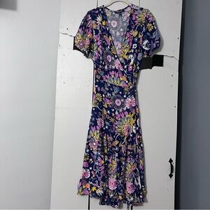 Modcloth Kaleidoscopic Mushroom Dreamscape Midi Wrap Dress Size 6